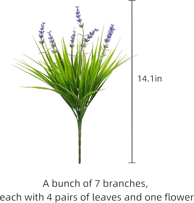 Faux Plants Outdoor 24 Bundles Fake Monkey Grass Artificial Plastic Purple Flowers Outside Flor Fade Resistant Realistic for Planter Porch Patio Decor(24 Bundles Purple Monkey Grasses)