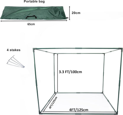 Square 4'x4' Netting Cover 3.3FT Tall Crop Cage Pest Guard Cover for Vegetables Fruits Durable Plant Garden Net with 4 Stakes