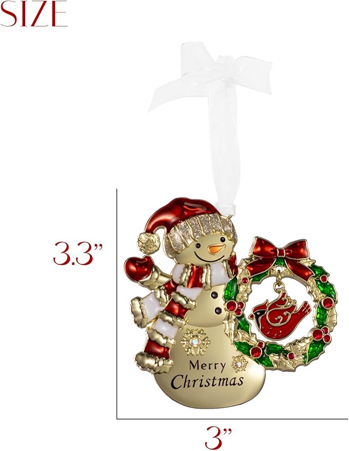 LIFE&FOOT Christmas Tree Ornaments 2025 Hanging Charm Decorative Pendant of Car Charm Holiday Keepsake Gift Home Decor (Snowman (Gold))