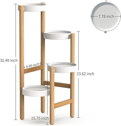 Wisuce Bamboo Plant Stands Indoor, 4 Tier Tall Corner Plant Stand Holder Plant Display Rack for Living Room Bedroom (4 Tier Stand)