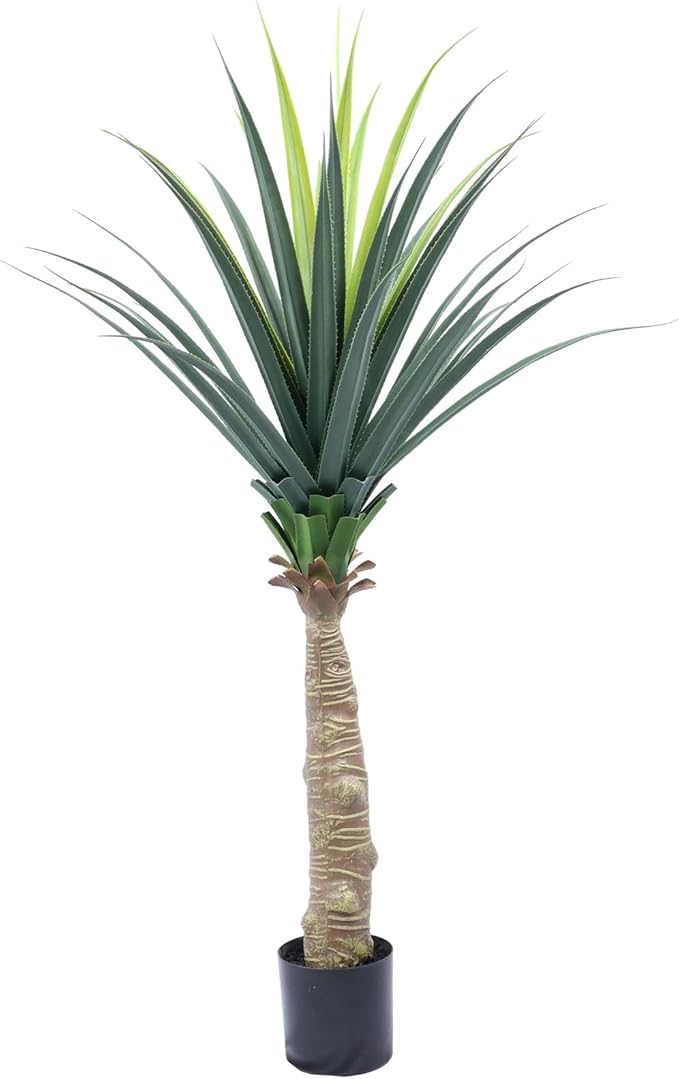 AnTing Artificial Agave Snake Plant 5FT, Fake Plant Indoor with Pot, 60IN Faux Plant Home Office Garden Hotel Decor Gift(1Pack), AT-LSL5FT-1