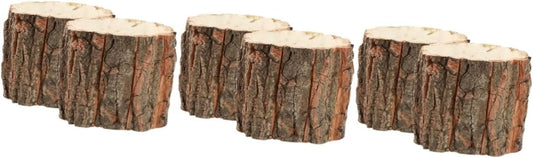 Housoutil Wooden Bark Flower Pots, 6PCS Rustic Farmhouse Planters, Log Plant Containers for Succulents, Cacti, Home and Garden Decor, Weddings, and Holidays