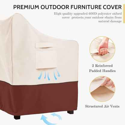 COSFLY Patio Furniture Covers Waterproof, Outdoor Chair Covers 2 Pack Heavy Duty - Fits up to 29W x 30D x36H Inches (2 Pack)