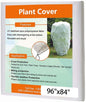 Agfabric Winter Plant Covers Freeze 96"x84" 0.9oz Freeze Cloths for Plants Plant Winter Cover Drawstring Bags Shrub Jacket Season Extension,White