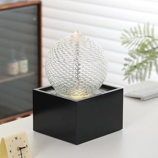 Indoor Water Feature Tabletop Ceramic Fountain Home Kitchen Office Decoration Modern Design Style (Black biger Size)