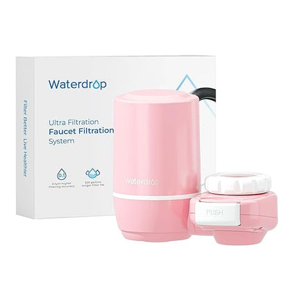 Waterdrop Sink Filter Water Faucet for Skin Care, Bathroom Faucet Filter, 320 Gallons, NSF Certified Water Purifier, 0.01μm Ultra-Filtration System, Reduces Chlorine Lead-Free Material, 1 Filter Pink