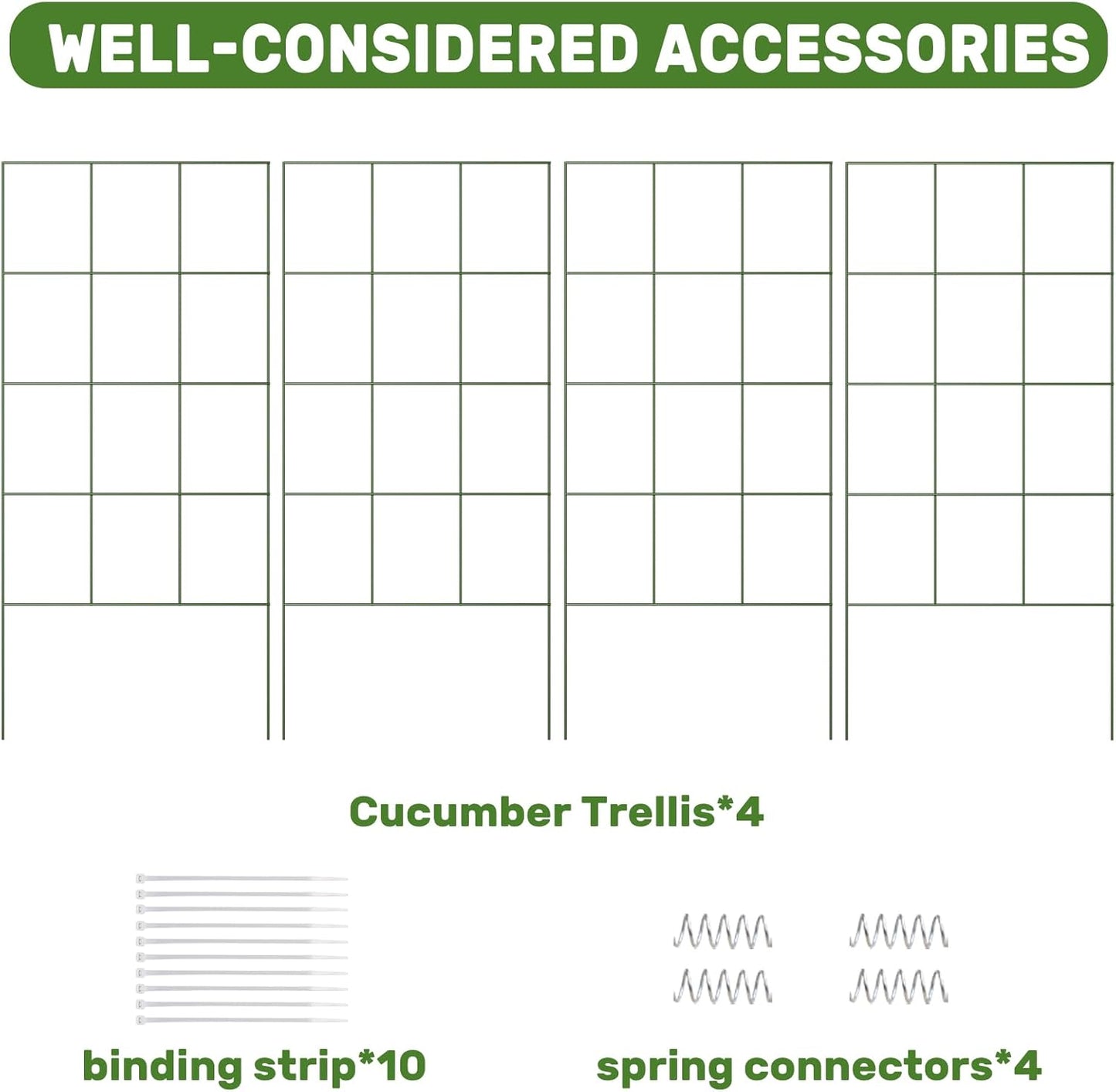 DOEWORKS Cucumber Trellis, 39" High Foldable A Frame Garden Trellis, 2 Pack, Plant Support for Climbing Cucumber, Beans, Tomatoes, Flowers, Green