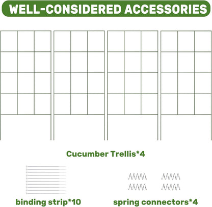 DOEWORKS Cucumber Trellis, 39" High Foldable A Frame Garden Trellis, 2 Pack, Plant Support for Climbing Cucumber, Beans, Tomatoes, Flowers, Green