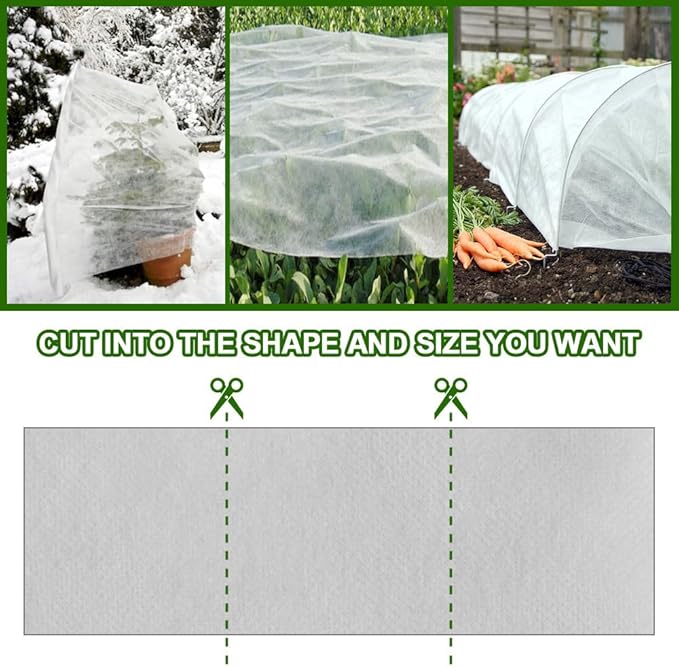 6.5x33 FT Plant Covers Freeze Protection, 1.2oz Frost Cloth Floating Row Cover for Outdoor Plants, Winter Garden Frost Blanket for Vegetables, Flowers, Shrubs, Trees