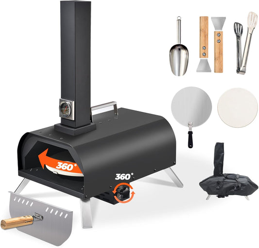 1112 Temp 11-inch Pizza Oven Rotating Pizza Stone 360 ℃ Outdoor Pizza Oven Wood Pizza Oven Outdoor Ovens For The Backyard