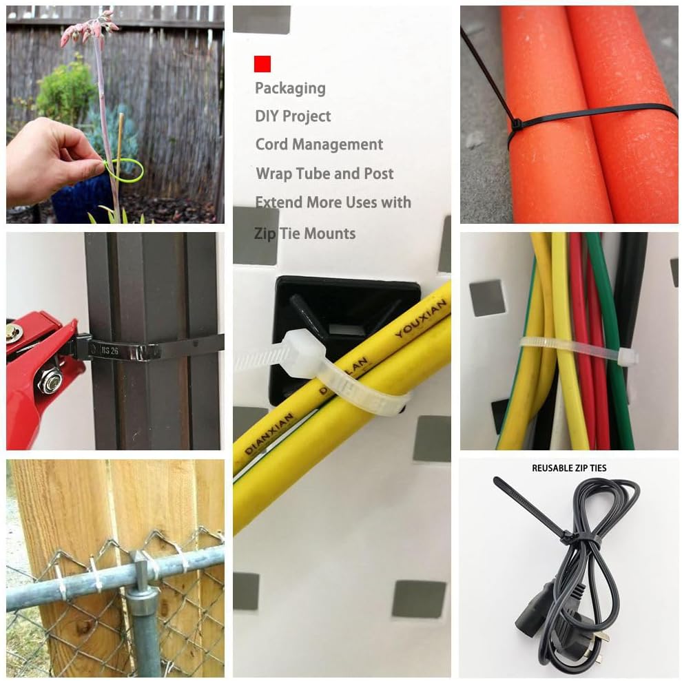 HS Strong Fuel Hose Zip Ties 8 Inch x 3/16" (Bulk-500 Count) UV Black Cable Ties 50 Pounds Heavy Duty Self-Locking Strap Ties for Automotive,Outdoor Fence Purpose