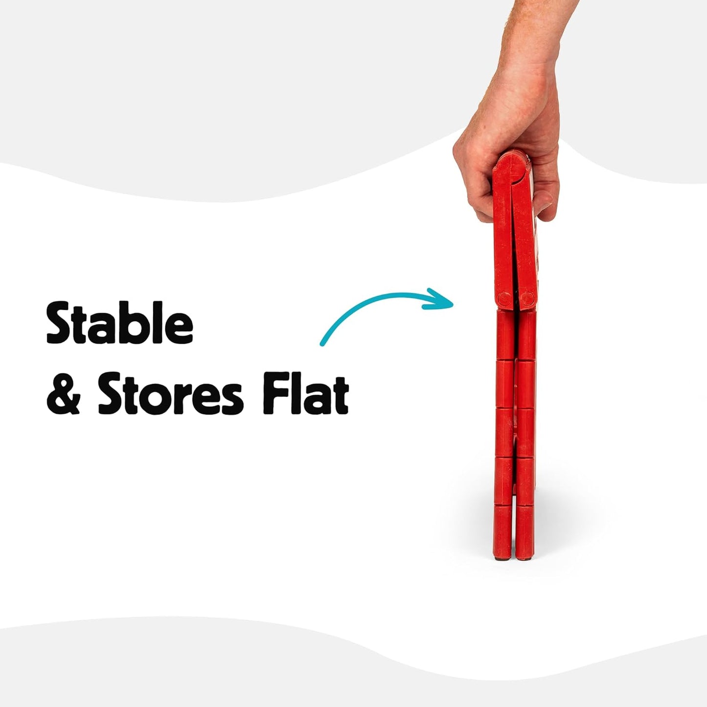 Kikkerland Rhino Foldable Step Stool – Holds Adults up to 300 Lbs, Best for Kitchen & Bathroom – Collapsible, Portable, Lightweight Stepping Stool with Sturdy, Non-Slip Design – Red, 8”