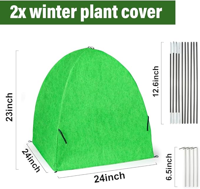 Frost Covers for Plants, 2-Pack Durable Plant Covers Freeze Protection, Reusable Tree Cover for Winter, Plant Tents Grow Bag Outdoor