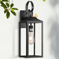 Black Dusk to Dawn Outdoor Wall Lantern, 19" Large Outside Modern Wall Sconce Light Fixture, Farmhouse Porch Light Waterproof for House