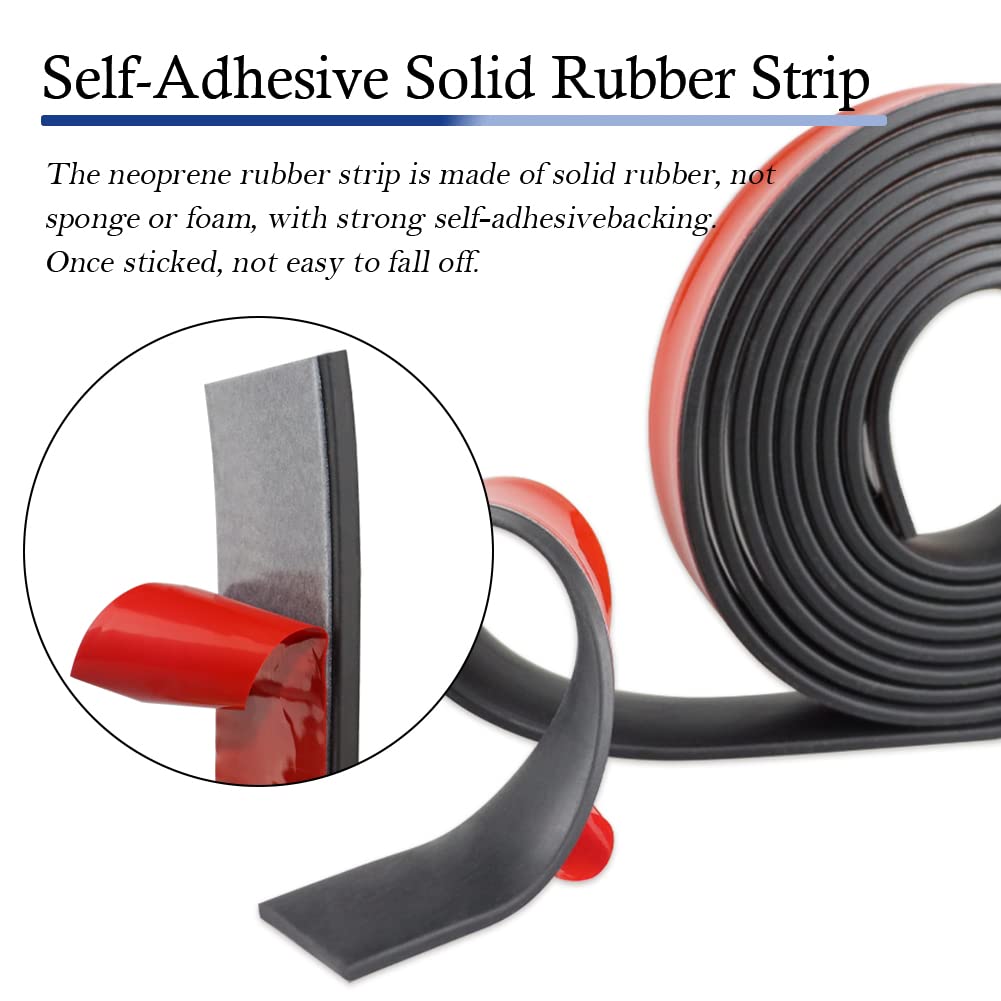 Neoprene Rubber Strips Self Adhesive Solid Rubber Sheets, Rolls & Strips for DIY Gaskets Crafts Pads Seals Warehouse Flooring Neoprene Sheet with Adhesive Backing (2" Wide x 1/8" Thick x 40' Long)