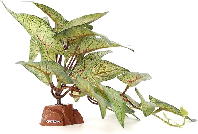 Reptile Fake Plants for Terrarium Decor, Snake Tank Accessories for Leopard Gecko Ball Python Bearded Dragon Crested Gecko Tortoise Frog Lizard Spider - Fake Arrowhead Plants