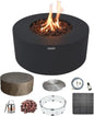 AMS Fireplace | Modeno Venice Package | Black Natural Gas Fire Pit Table for Outside Patio Bundle with Wind Guard, and SS Burner Lid | Free Rubber Mat & Ice Bucket