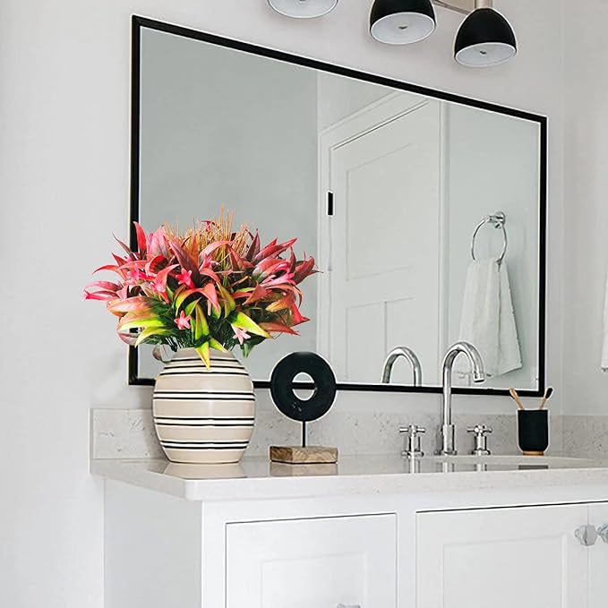 8 Bundles Artificial Plants Bushes Outdoor UV Resistant Fake Flowers Grass Bulk Faux Plastic Greenery for Fall Winter Summer Outside Window Box Planter Front Porch Yard Floral Arrangements