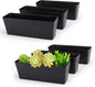 GREANER 6 Pack Herb Planters, 12x3.8 Inch Black Rectangle Window Boxes with Tray, Indoor Succulent Cactus Mint Plastic Pot for Windowsill, Balcony, Office, Outdoor Garden