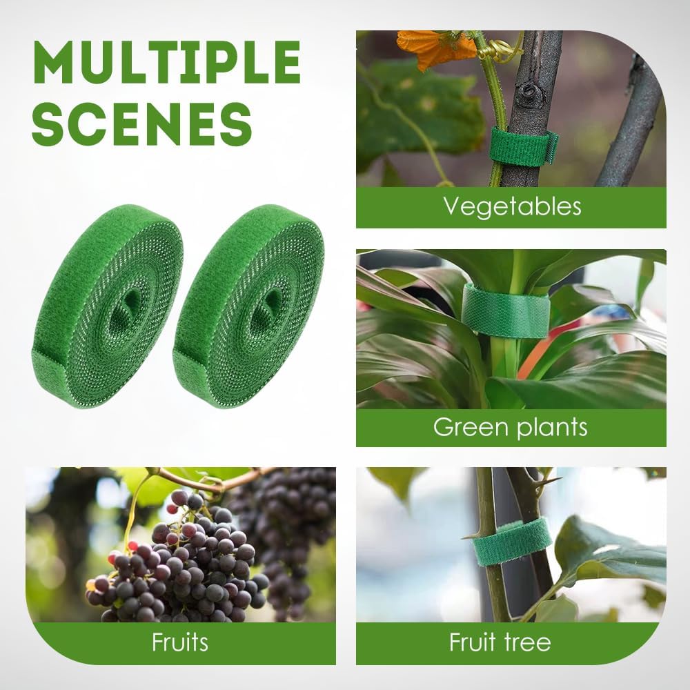 Reusable Plant Ties Tape for Climbing Plants, Garden Ties Tomato Plant Supports, Adjustable Garden Twine & Twist Ties Plant Ties for Outdoor Indoor Plants Stakes Gardening Supplies (White, 5 Rolls)