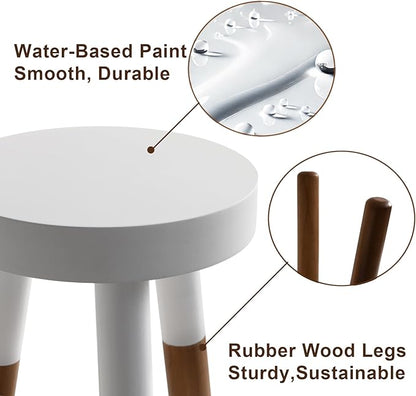 12" Reverse Dipped Wood Plant Stand, Wood Accent Stool,Milking Stool Drinking Table Small Side Table Set (18"+20" Tall)