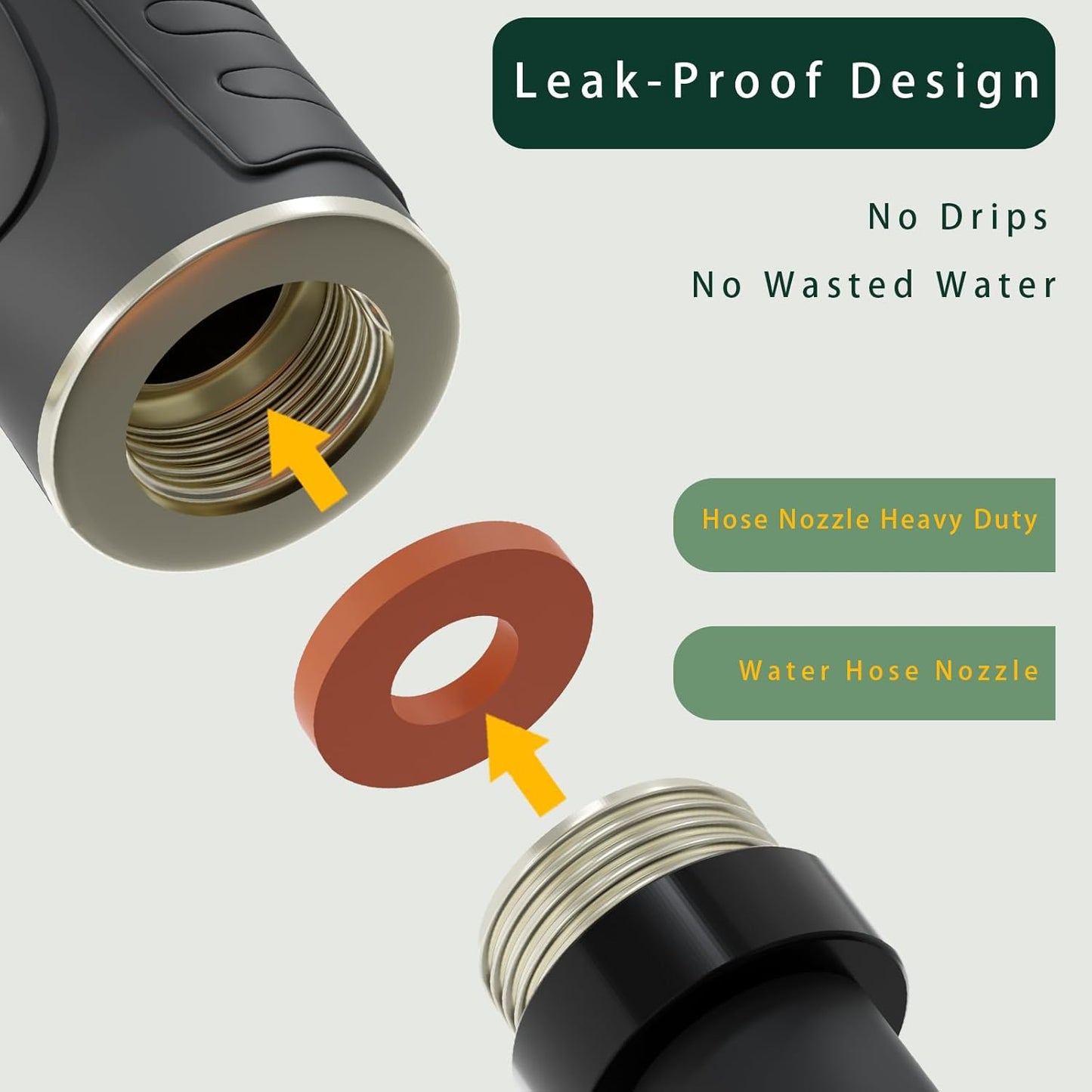 Hose nozzle - High Pressure Garden Hose Nozzle with 9 Adjustable Spray Patterns - Heavy Duty & Leak-Proof Zinc Alloy Spray Nozzles for Outdoor Use, Car Washing, and Watering Plants