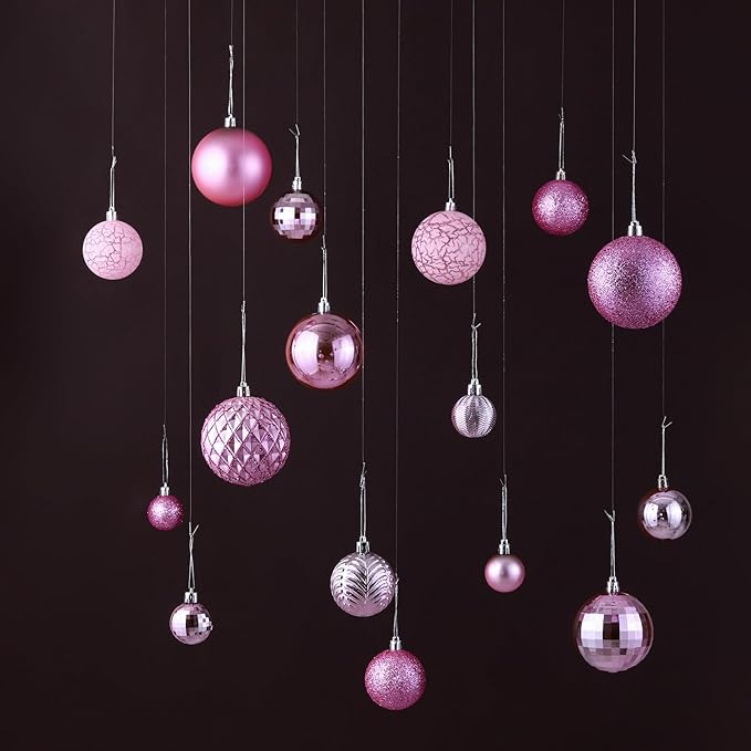 LANGXUN 36pcs Light Pink Christmas Tree Decorations Balls, Bolas De Navidad, 2025 Christmas Decor, Indoor Outdoor Shatterproof Christmas Ornaments, Xmars Party Wedding Suppiles