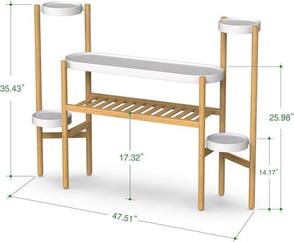 Wisuce Bamboo Plant Stands Indoor, 3 Tier Tall Corner Plant Stand Holder & Plant Display Rack for Garden Outdoor (3-2 Tier)