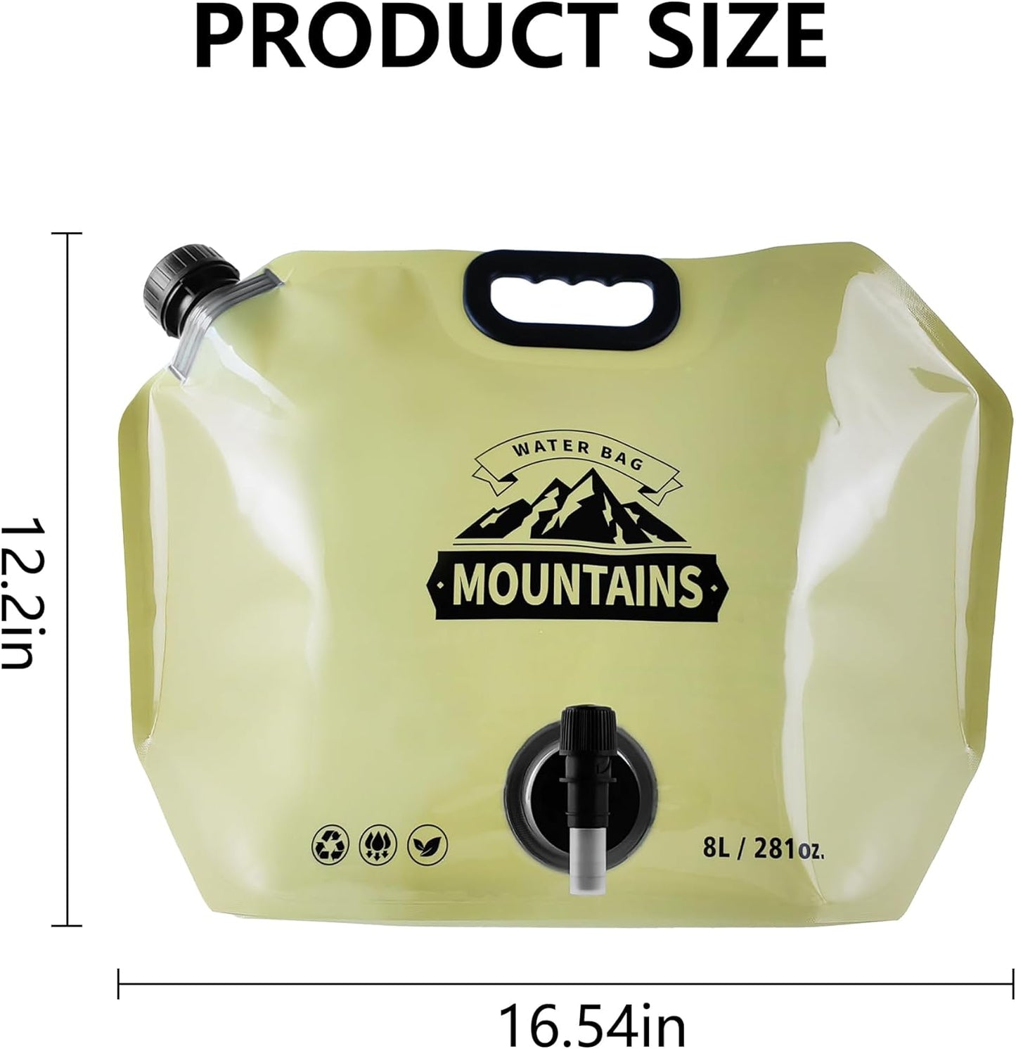 Collapsible 8L Water Storage Bag, BPA-Free Portable Folding Water Jug with Adjustable Faucet, Leakproof Emergency Water Bag for Camping, Hiking, Riding, Outdoor Sport (BEIGE & GREEN, 2)