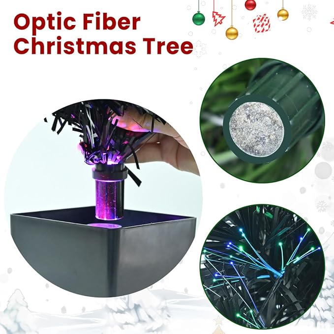 32inch Pre Lit Fiber Optic Christmas Trees,Small Christmas Tree with Lights,Mini Tabletop Christmas Tree,Starry Sky‌ Xmas Tree for Home,Office,Party Decoration,Indoor,Outdoor (Dark Green