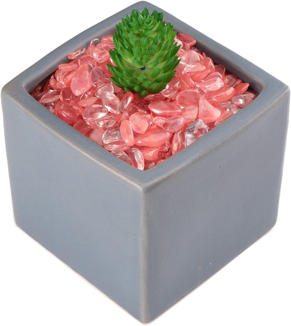 WAYBER Decorative Pebbles, 1 Lb/460g (Fill 1 Cup) Pink Crystal Quartz Stones Irregular Rock Gravel for Aquarium Turtle Tank Decoration/Succulent Plant Landscape/Flowerpot Vase Ornament