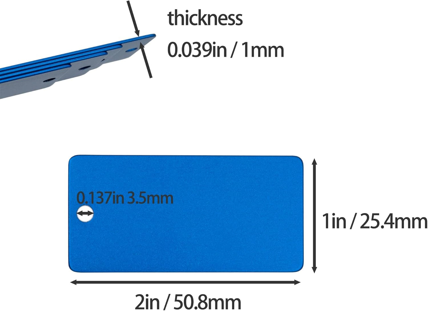 StayMax Anodized Aluminum Engraving Blanks 1x2 Inch 50 Pack (Blue)