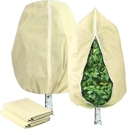 Yellow Plant Covers Freeze Protection 47.3"W x 71"H—2 Packs Insulated Plant Covers for Winter, Frost Blankets Frost Cloth for Outdoor Plants, Patio Winterizing, Tree Covers for Winter，Shrub Protection