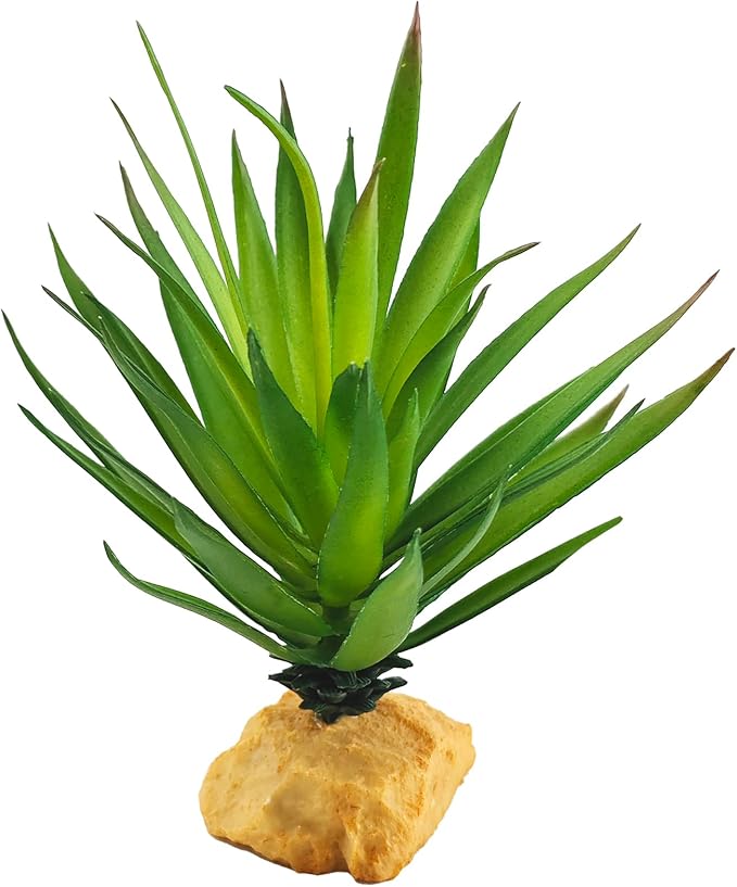 Woyrise Reptile Plants Succulent, Artificial Desert Plant for Terrarium Decor, Bearded Dragon Tank Accessories fit Gecko Lizard Chameleon Ball Python Snake - Agave Sisalana