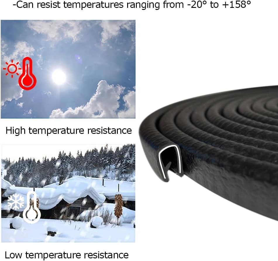 Rubber Edge Trim Black 26Feet, Fits 1/8” Edge, Flexible U Shape Seal Strip for Sharp/Rough Surfaces, Cars, Trucks, Boats