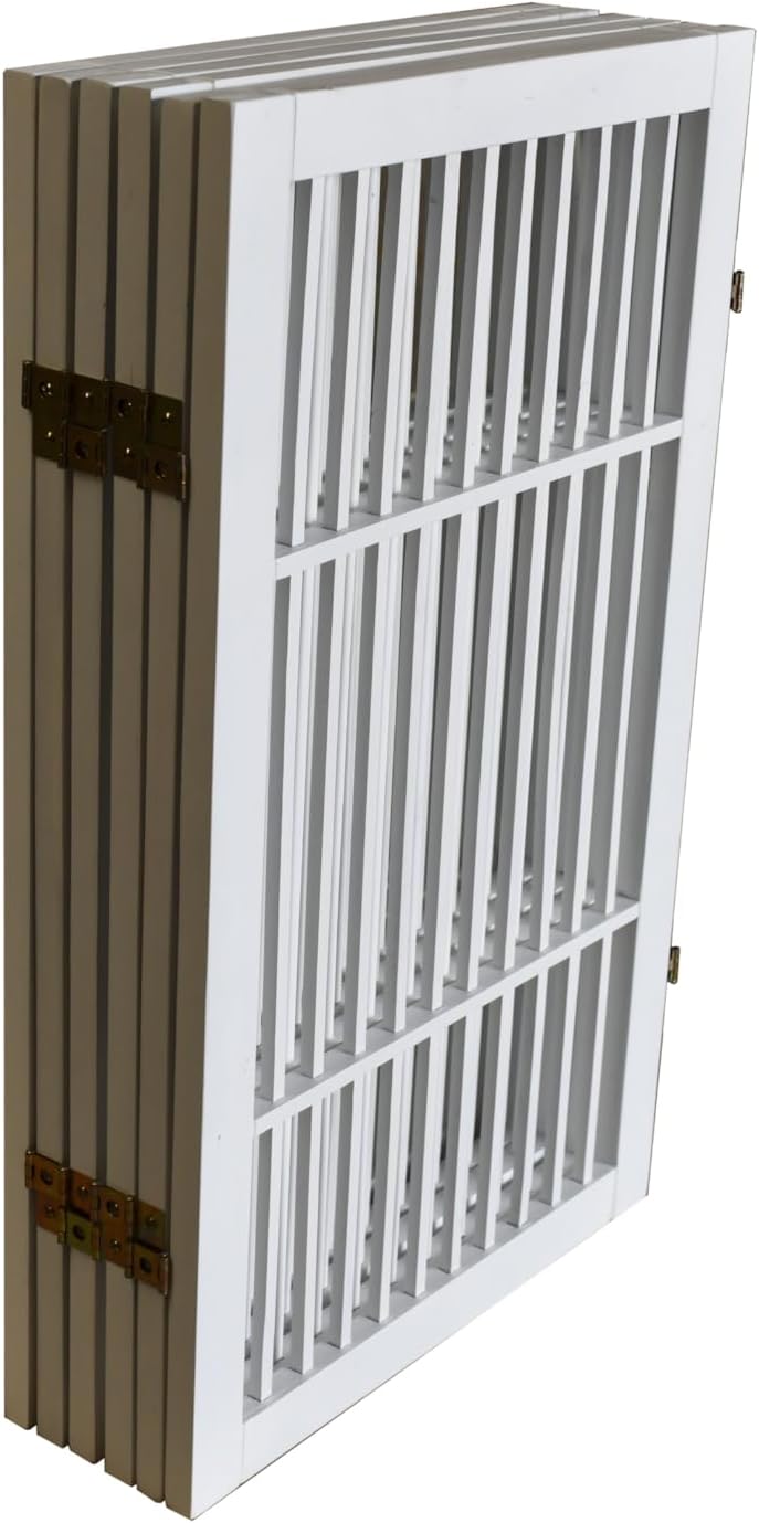Pet Dog Gate Strong and Durable Freestanding Folding Acacia Hardwood Portable Wooden Fence Indoors or Outdoors by Urnporium (White Pet Gate, 6 Panel 30" Tall)