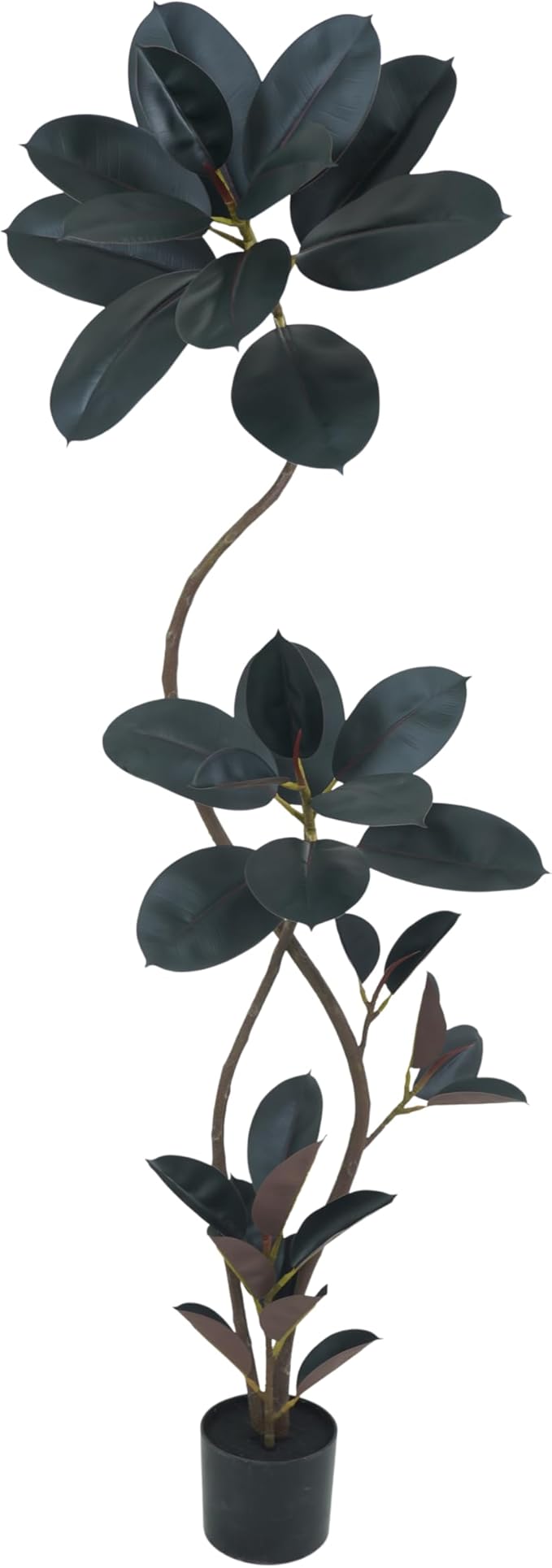 5.3ft Tall Artificial Rubber Tree Faux Plants Indoor Faux Floor Artificial Trees Indoor(Black,5.3ft)