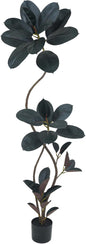 5.3ft Tall Artificial Rubber Tree Faux Plants Indoor Faux Floor Artificial Trees Indoor(Black,5.3ft)