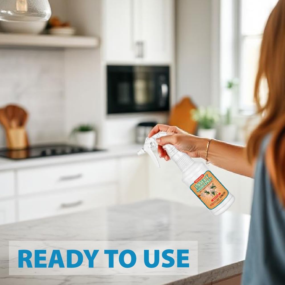 Insect Shoo Spray - Insect Repellent Spray - Pet and Kid Safe Ant, Mosquito, and Spider Repellent for Indoor/Outdoor Use - Lemongrass, Thyme, Geraniol Powered Bug Control for Home