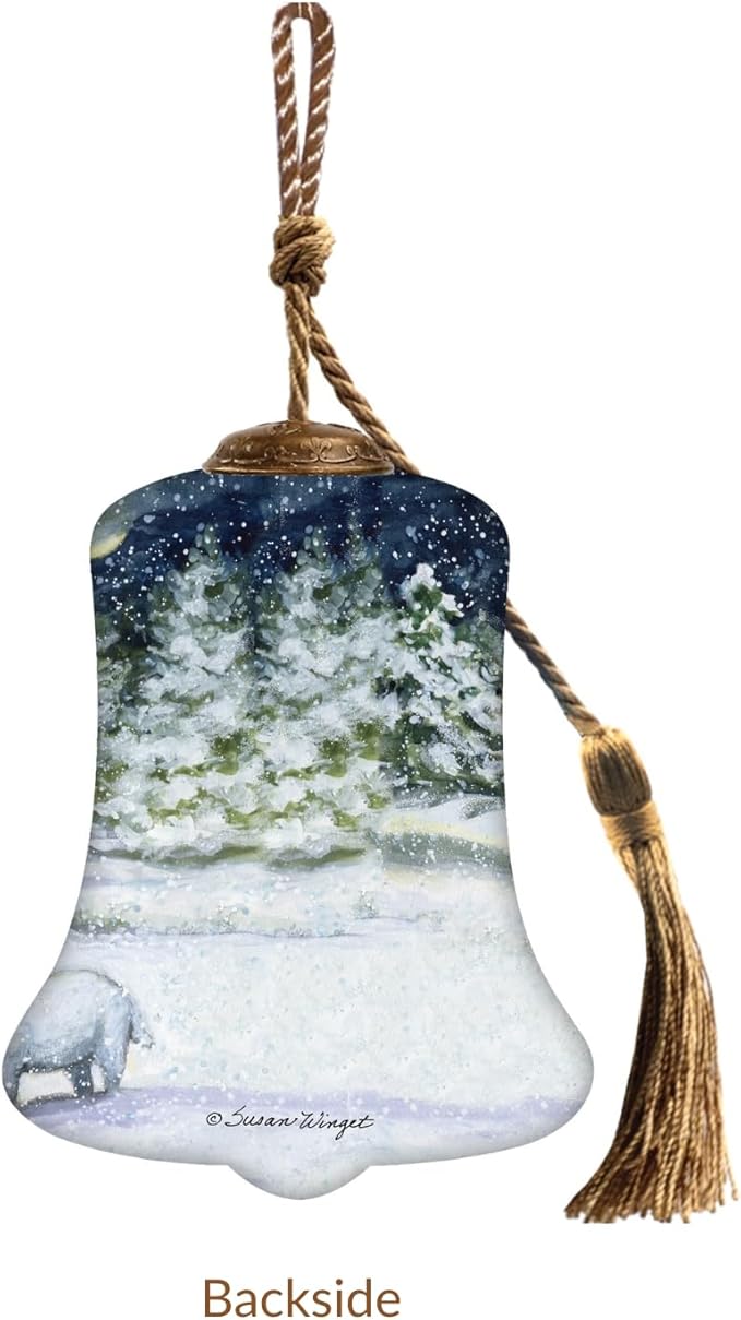 Nativity Bell Christmas Ornament–Hand-Painted Glass Bell with Holy Family & Sheep – Christian Nativity Scene Ornament – Religious Christmas Tree Decoration & Gift