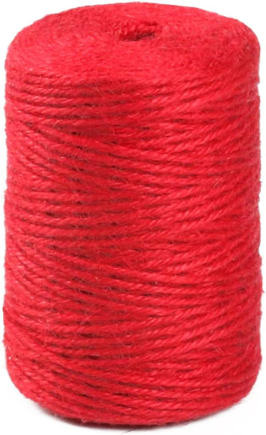 2mm 600ft Colored Natural Jute Twine String for Gift Wrapping Craft Baker Plant Christmas Ribbon Twine Handmade Arts Decoration Thin Packing String Home Decor