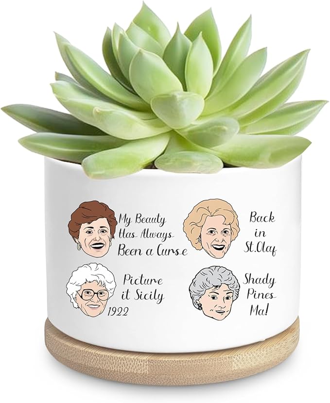 Golden Girls Planter, Golden Girls Merchandise, Friend Gifts for Women, Funny Succulent Planter, Flower Cactus Plant Pot, Friendship Gifts for Friends Bestie Sister Birthday (Plant Not Included)