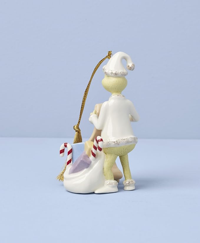 Lenox Ornaments, The Grinchs List Ornament, Porcelain Material with Gold Accents, Includes Gold Cord for Hanging, Holiday Decorations, Christmas Tree, Christmas Decoration, Tree Decor (1 Piece)