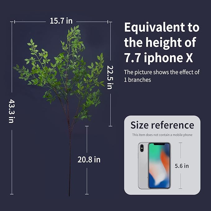 Melorca&Guilla Artificial Plants,2PCS 43.3" Green Nandina Faux Branches for Vase,Artificial Plants for Shop Garden Office Home Décor