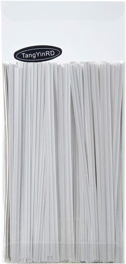500 Pcs 5" White Paper Twist Ties Reusable Bread Ties, for Party Cello Candy Bread Coffee Bags Cake Pops