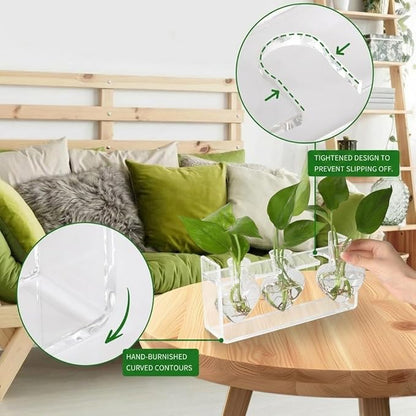 Clear Plant Propagation Station Plants Terrarium Planter Vase Birthday Gifts for Women Girl in Acrylic Stand Home Office Garden Decor
