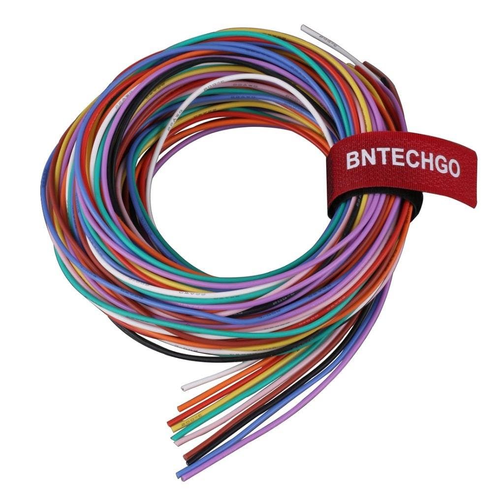 BNTECHGO 22 Gauge Silicone Wire Kit 10 Color Each 5 ft Flexible 22 AWG Stranded Tinned Copper Wire