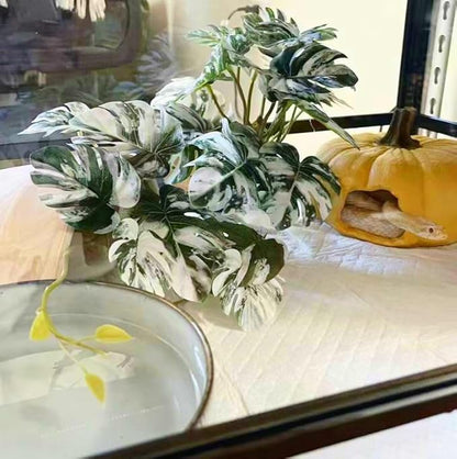 Reptile Fake Plants for Terrarium Artificial Tank Decor Accessories Suitable for Bearded Dragon Ball Python Crested Leopard Gecko Lizard Chameleon Snake-Monstera