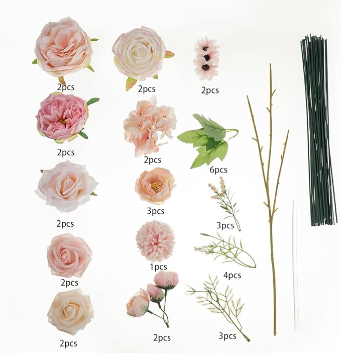 Artificial Flowers Pink Wedding Flowers Silk Flowers with Stems Fake Cake Flowers for Wedding Bouquets Centerpieces Spring Decor Baby Shower Decoration