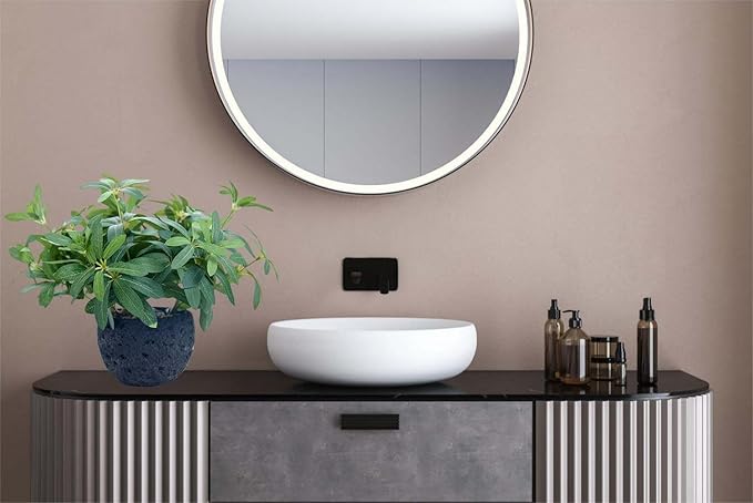 AlphaAcc 9.5" Artificial Plants with Olive Leaves Real Looking Faux Plants Fake Greenery Potted in Black Round Ball Planter for Tabletop Bathroom Kitchen Office Housewarming Gift Home Decor